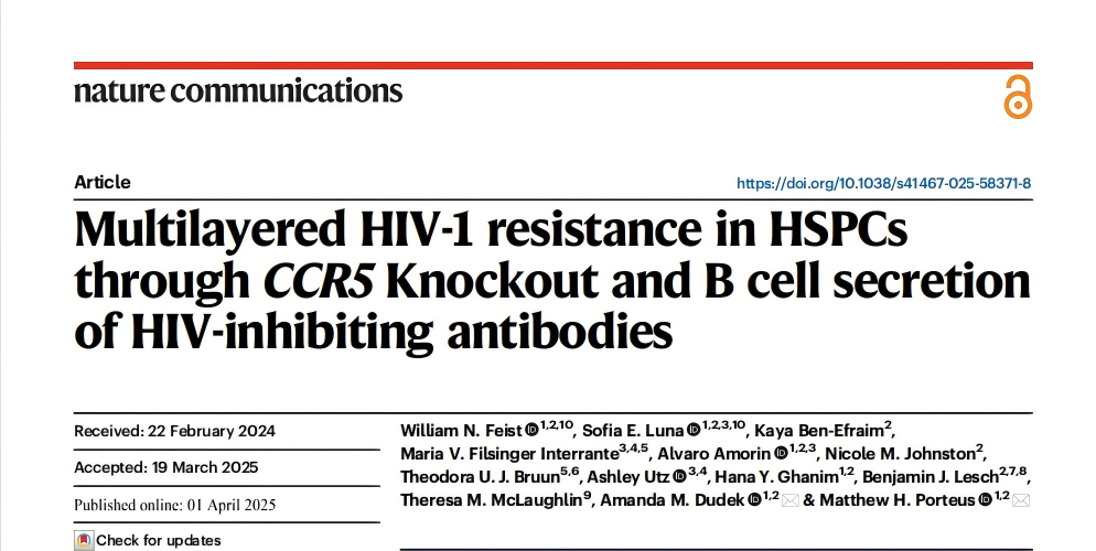 Multilayered HIV-1 resistance in HSPCs through CCR5 knockout and B cell secretion of HIV-inhibiting antibodies